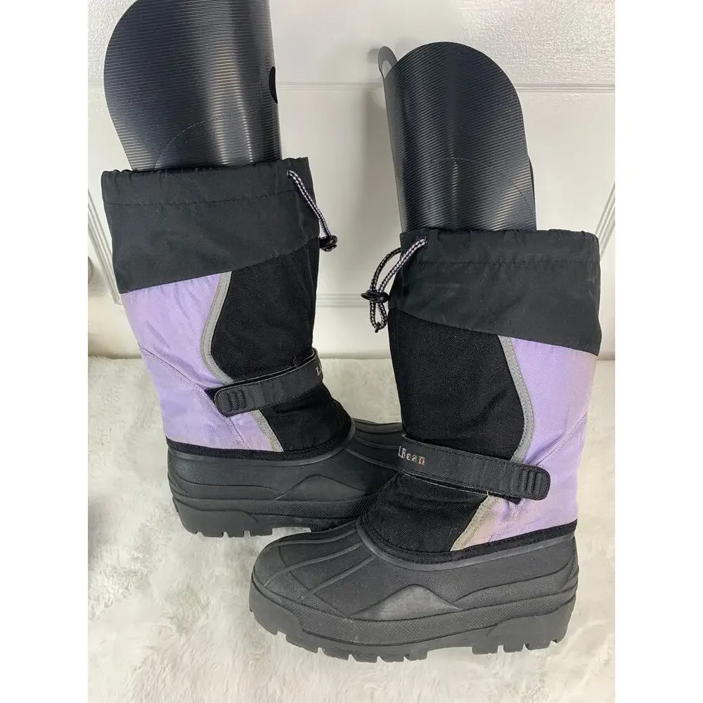 LL Bean Kids Winter Snow Boots Waterproof Purple Black Size 5